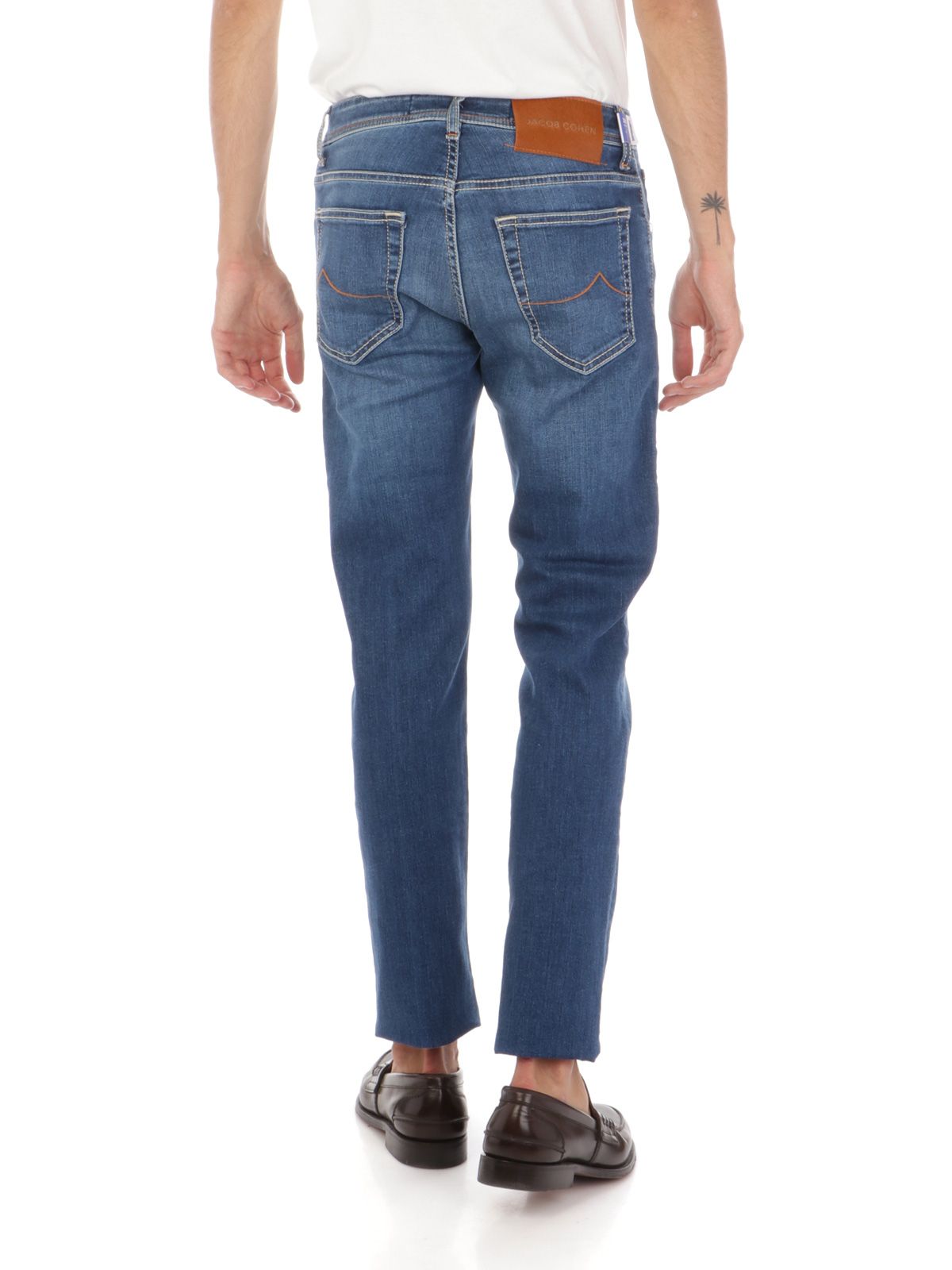 Jacob Cohen Handcrafted Slim Fit Blue Jeans with Pony Patch