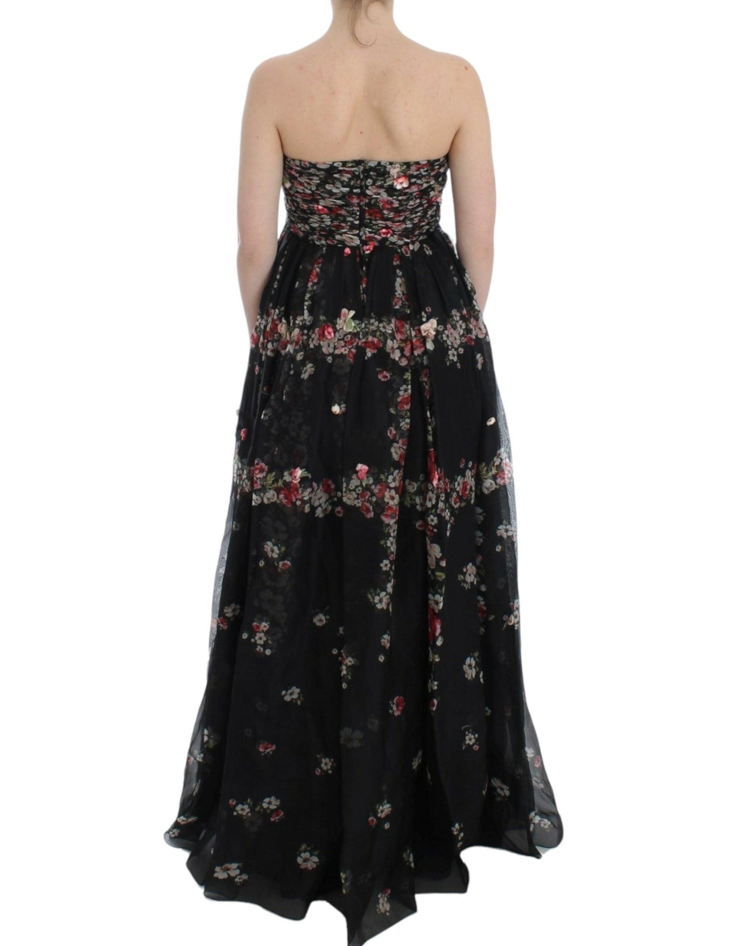 Dolce & Gabbana Elegant Strapless Silk Maxi Dress - PER.FASHION