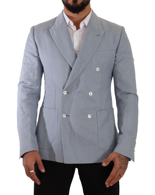 Dolce &amp; Gabbana Blazer doppiopetto azzurro elegante slim fit