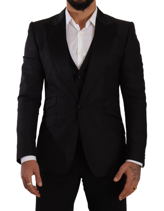 Completo abito nero slim fit Dolce &amp; Gabbana Sicilia