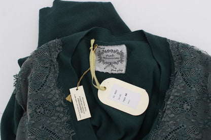 PINK MEMORIES Elegante maglione cardigan in pizzo verde