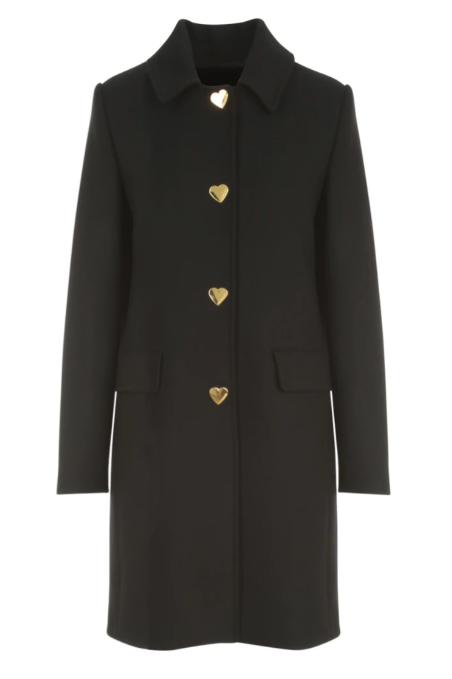 Love Moschino Cappotto elegante in misto lana con bottoni a cuore