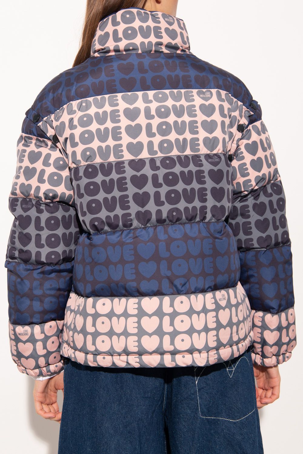 Giacca Love Moschino Chic con stampa logo multicolor