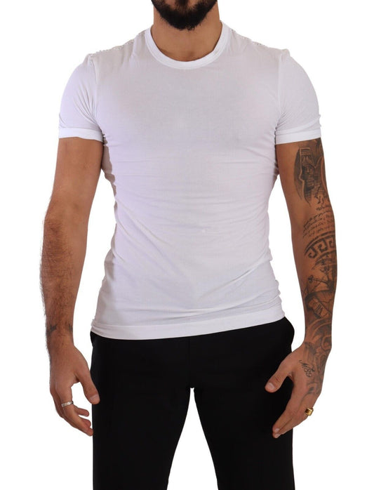 Dolce &amp; Gabbana T-shirt girocollo elegante in misto cotone bianco