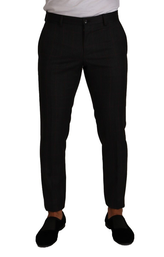 Pantaloni slim fit eleganti a quadri grigi Dolce &amp; Gabbana