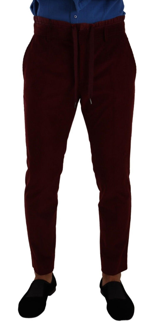 Dolce &amp; Gabbana Pantaloni eleganti in velluto bordeaux