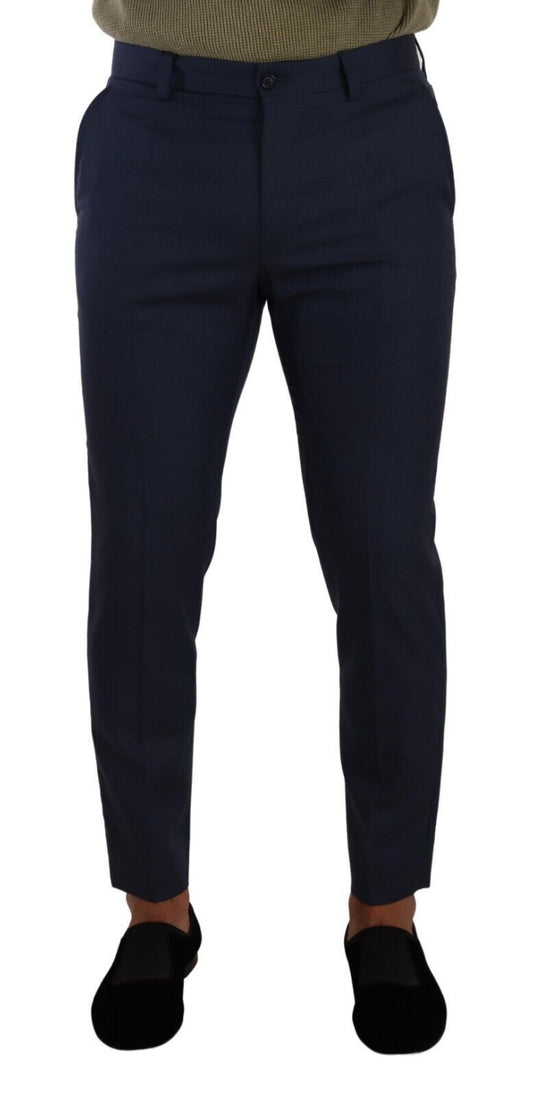 Pantaloni eleganti slim-fit blu scuro Dolce &amp; Gabbana