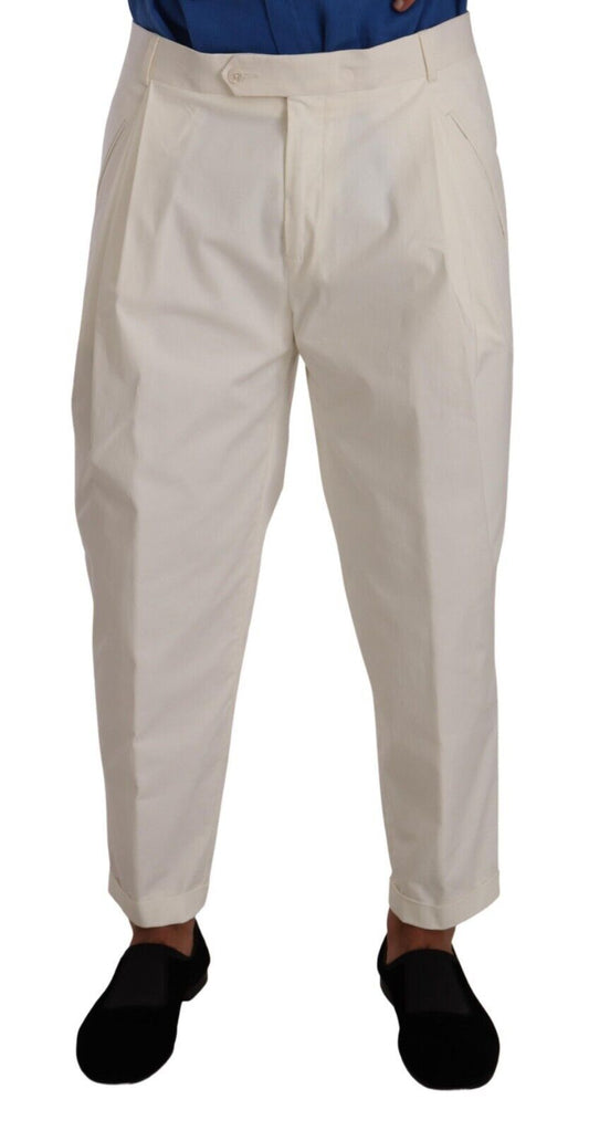 Dolce &amp; Gabbana eleganti pantaloni eleganti in cotone elasticizzato bianco