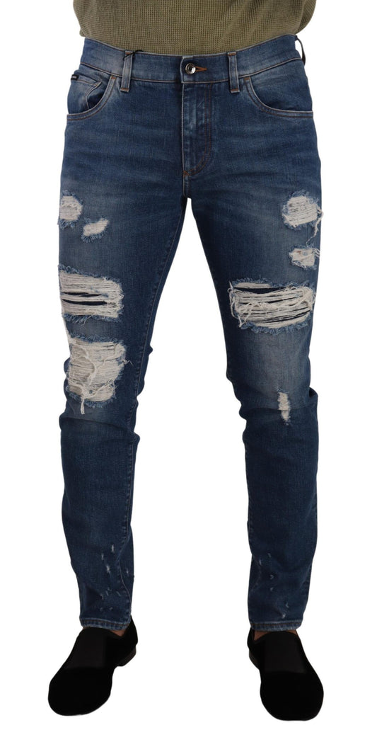 Jeans in denim slim fit effetto invecchiato Dolce &amp; Gabbana