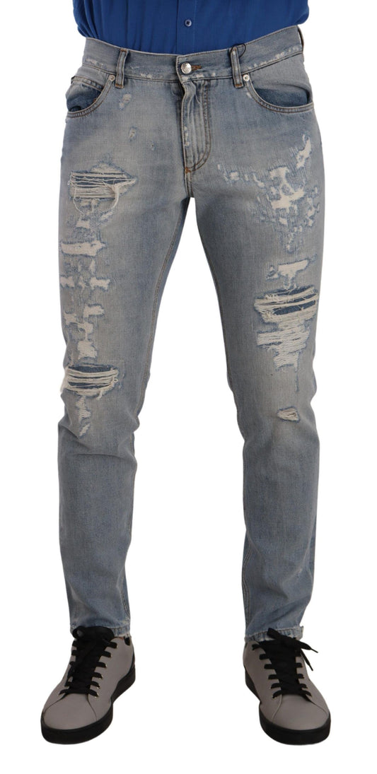 Dolce &amp; Gabbana Jeans eleganti in denim dritto azzurro