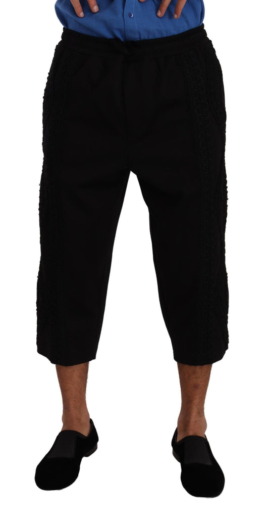 Pantaloni cropped eleganti in misto cotone nero Dolce &amp; Gabbana