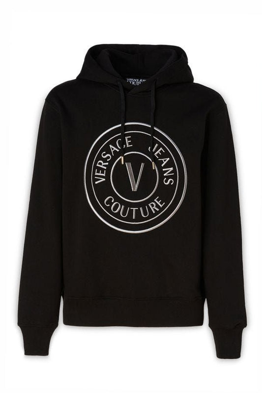 Versace Jeans Splendida felpa in cotone nero con cappuccio