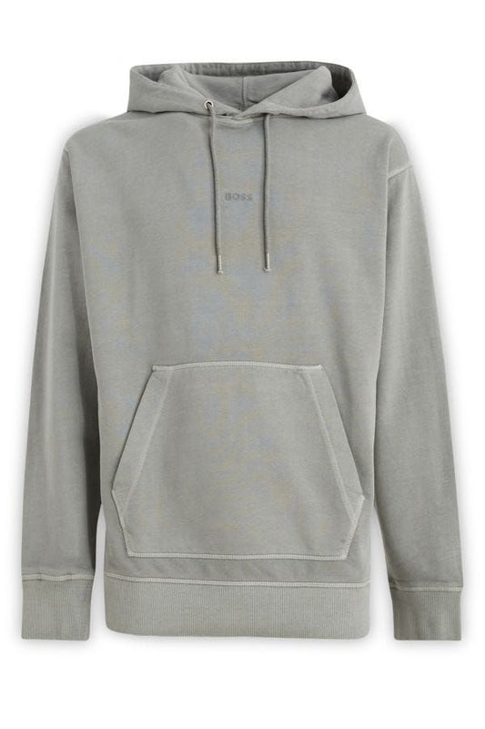 Felpa con cappuccio elegante in cotone grigio Hugo Boss