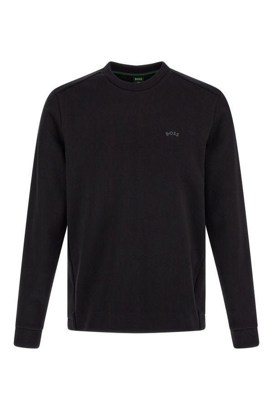 Felpa girocollo elegante in cotone nero di Hugo Boss