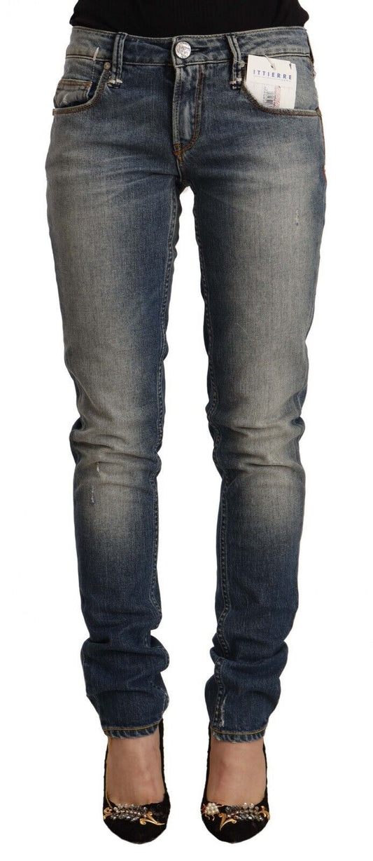 Jeans Acht in misto cotone skinny lavato blu