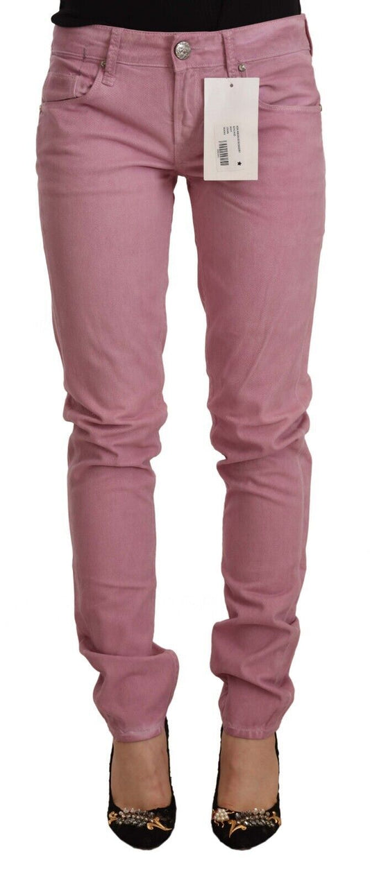 Jeans Acht eleganti in denim rosa slim fit