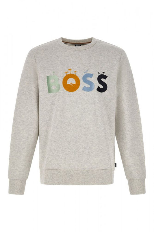 Felpa Hugo Boss Elegante Girocollo In Cotone Grigio