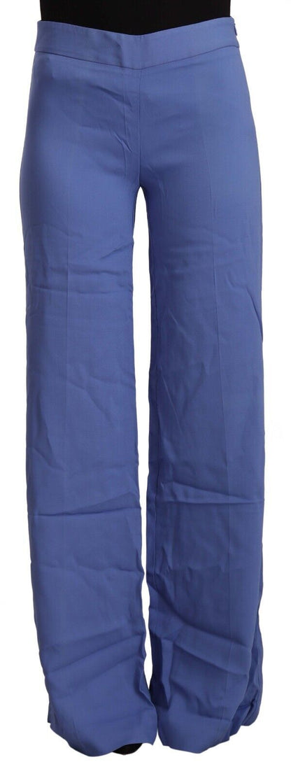 PAROSH Pantaloni blu a vita alta a gamba larga chic