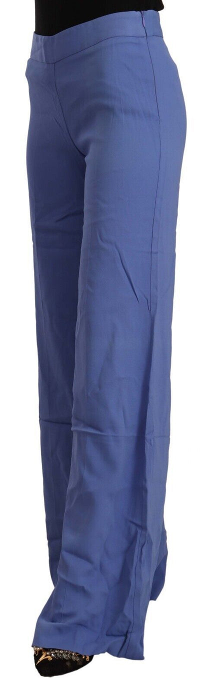 PAROSH Pantaloni blu a vita alta a gamba larga chic