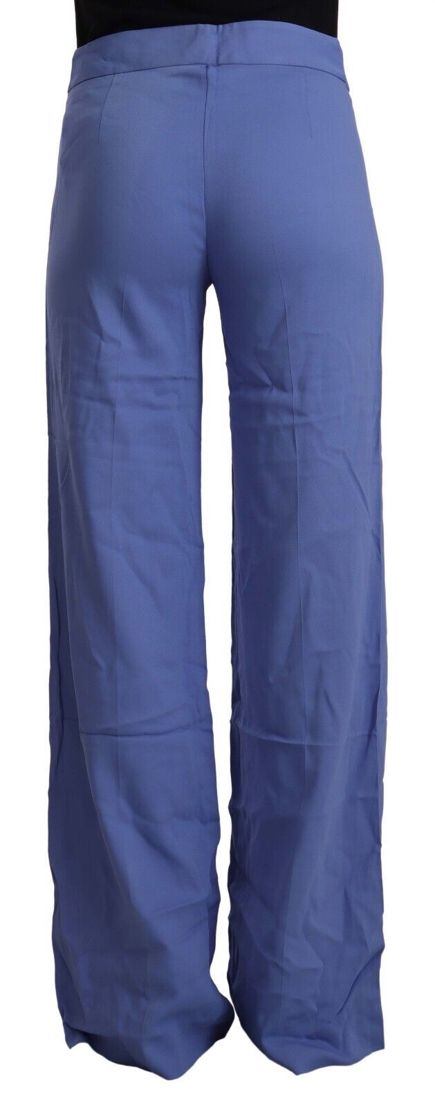 PAROSH Pantaloni blu a vita alta a gamba larga chic