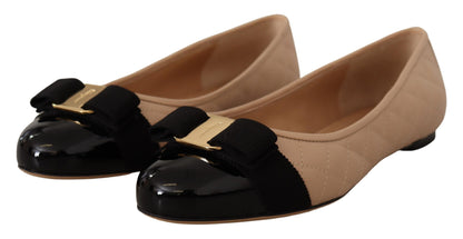 Salvatore Ferragamo Ballerine eleganti in pelle trapuntata - Design chic bicolore