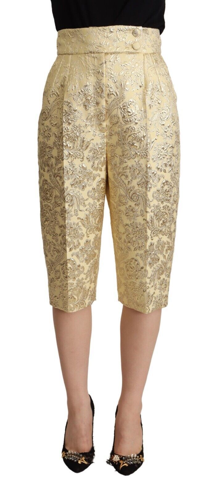 Pantaloni cropped eleganti a vita alta beige di Dolce &amp; Gabbana