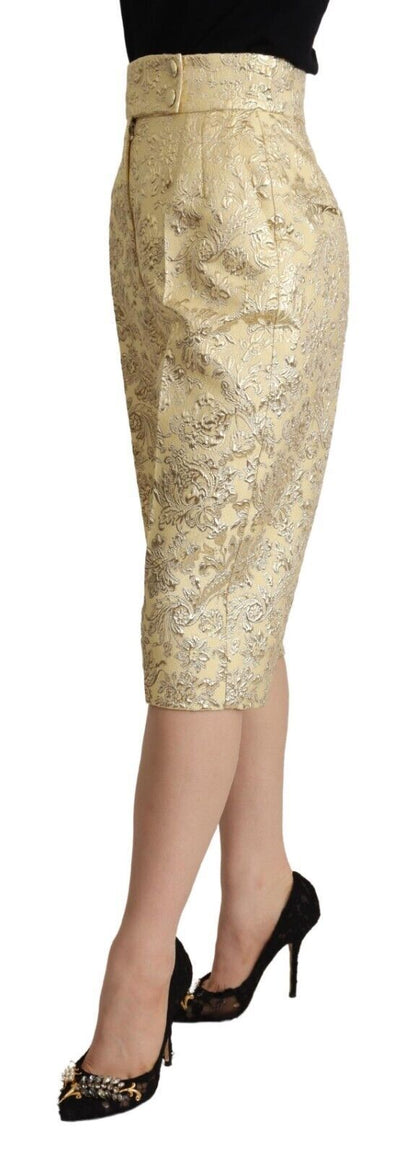 Pantaloni cropped eleganti a vita alta beige di Dolce &amp; Gabbana