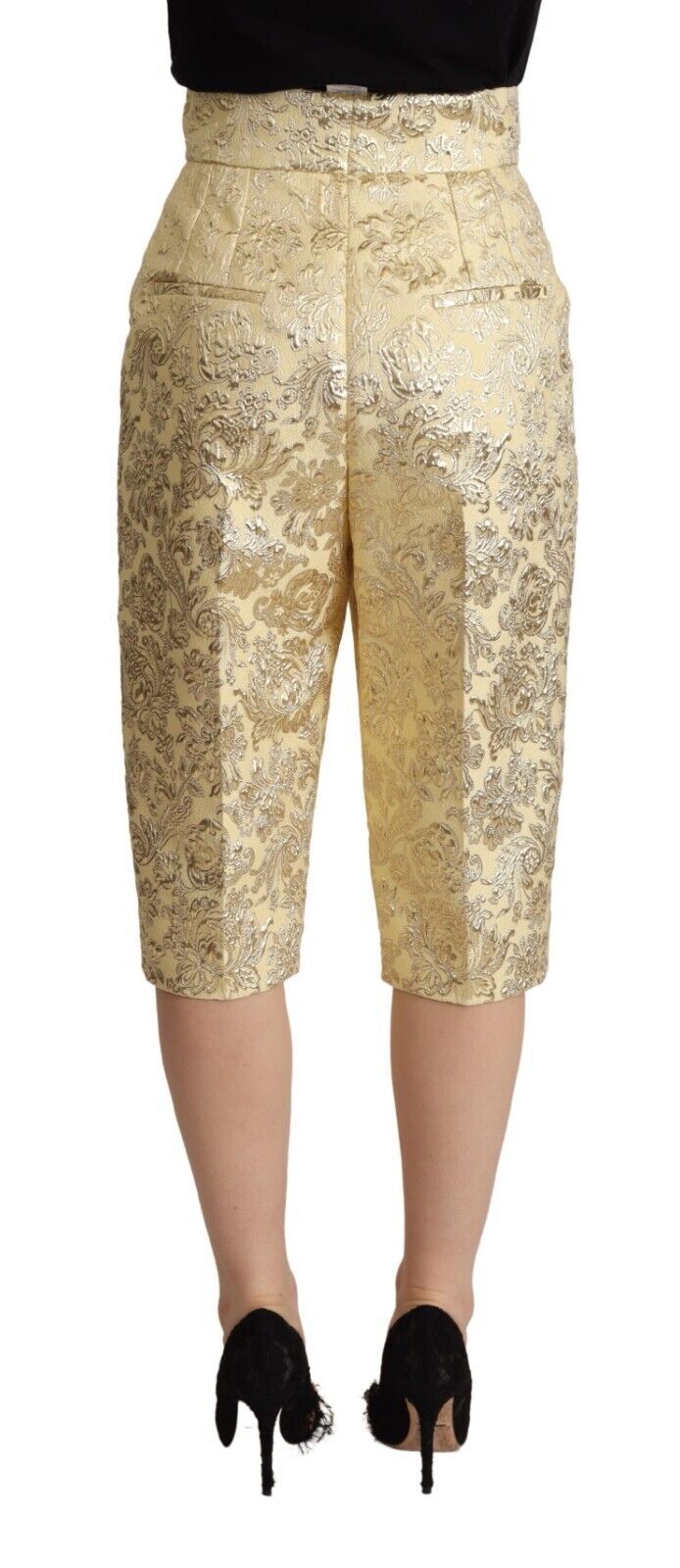 Pantaloni cropped eleganti a vita alta beige di Dolce &amp; Gabbana