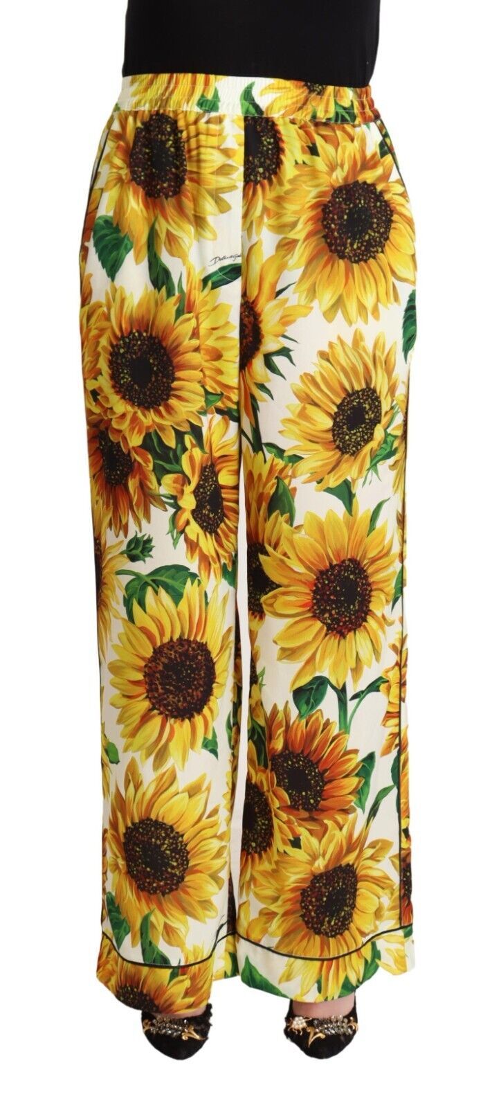 Pantaloni a gamba larga eleganti con girasole Dolce &amp; Gabbana