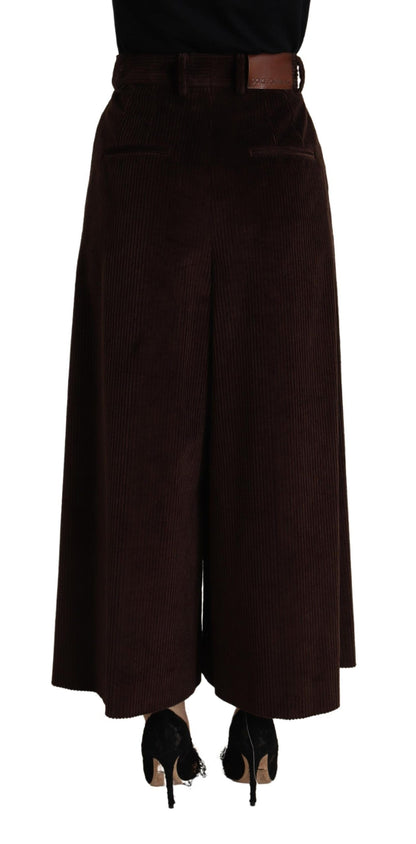 Pantaloni di velluto a coste a vita alta Bordeaux Chic Dolce &amp; Gabbana