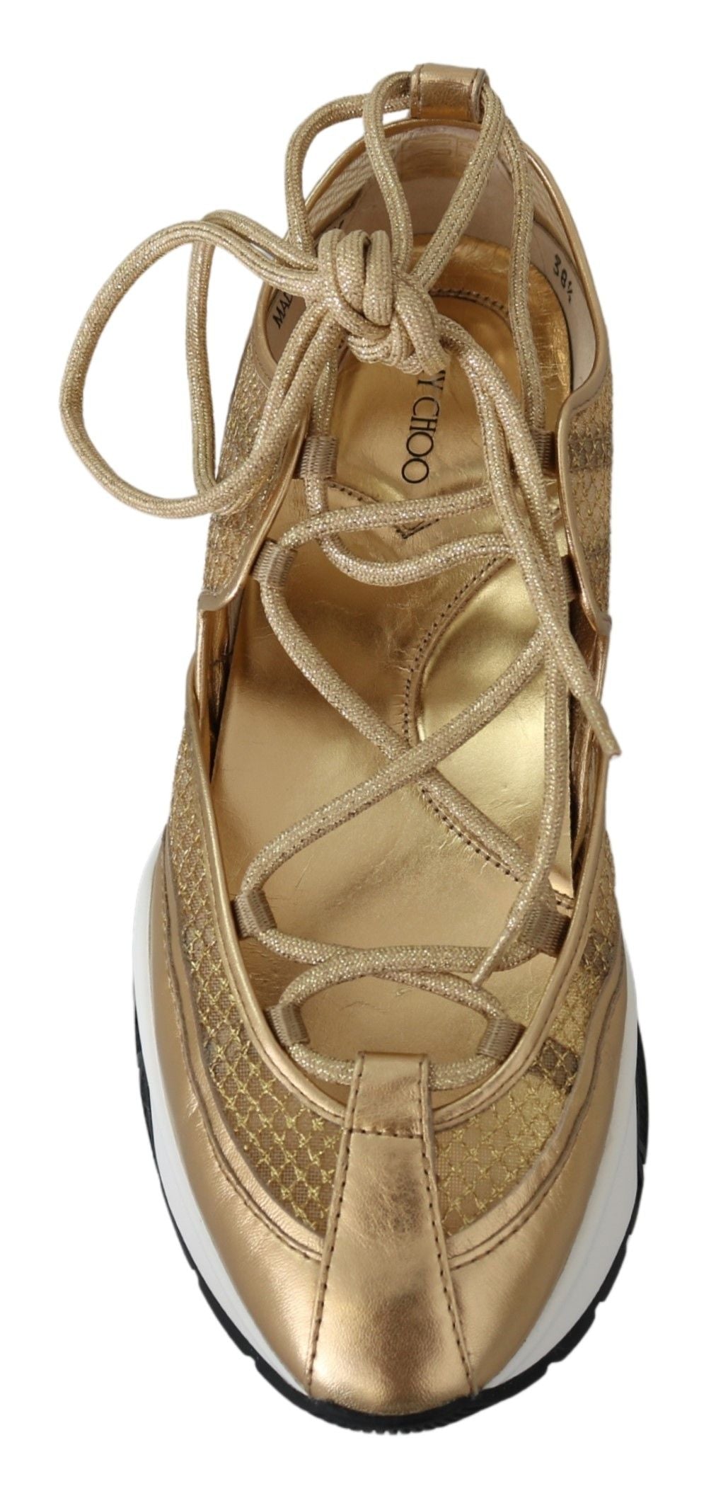 Jimmy Choo Кожаные кроссовки Golden Glamour Mesh