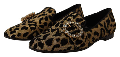 Dolce &amp; Gabbana eleganti mocassini con gemme di cristallo leopardate