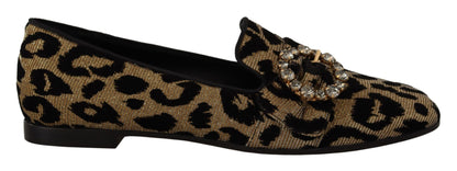 Dolce &amp; Gabbana eleganti mocassini con gemme di cristallo leopardate