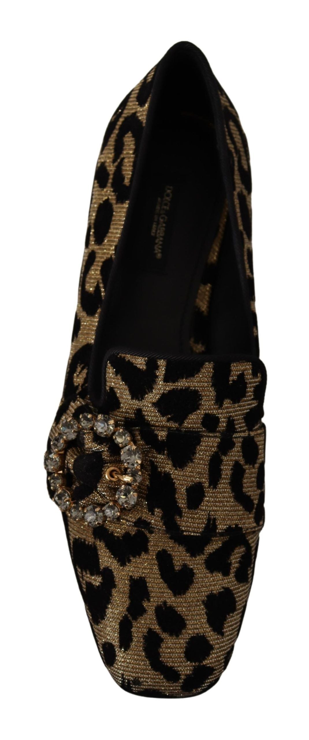 Dolce &amp; Gabbana eleganti mocassini con gemme di cristallo leopardate