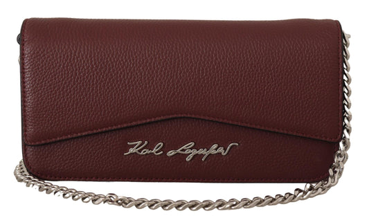 Karl Lagerfeld Elegante pochette da sera in pelle color vino