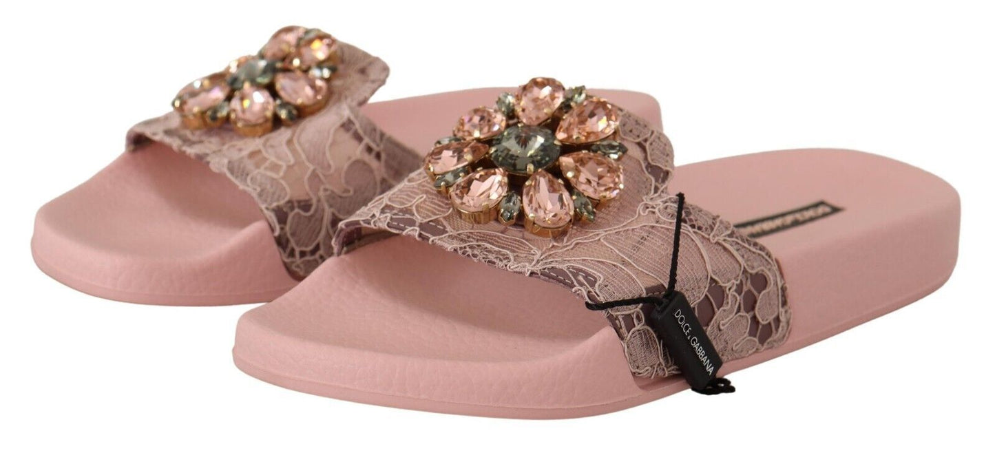 Dolce &amp; Gabbana Ballerine in pizzo floreale impreziosite da cristalli