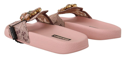 Dolce &amp; Gabbana Ballerine in pizzo floreale impreziosite da cristalli