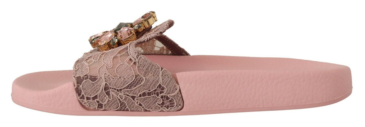 Dolce &amp; Gabbana Ballerine in pizzo floreale impreziosite da cristalli