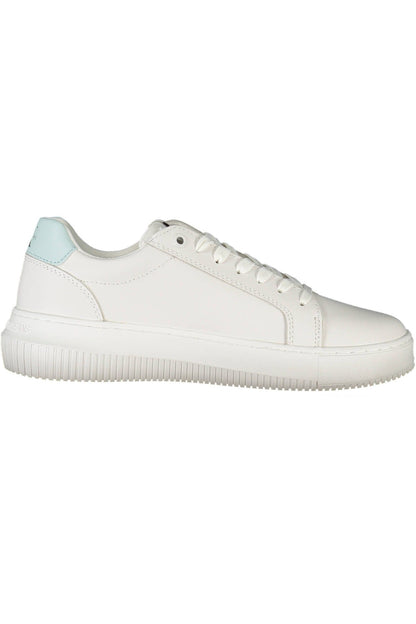 Calvin Klein Chic White Lace-Up Sneakers with Logo Detail