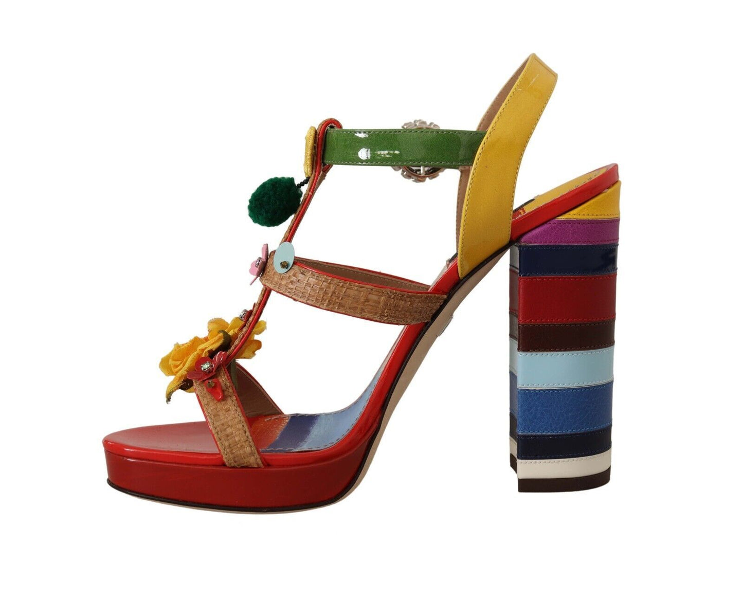 Dolce & Gabbana Multicolor Floral Ankle Strap Heels