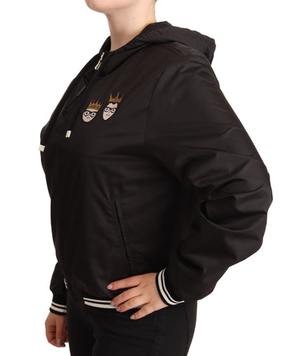 Dolce &amp; Gabbana Elegante bomber nero con cappuccio