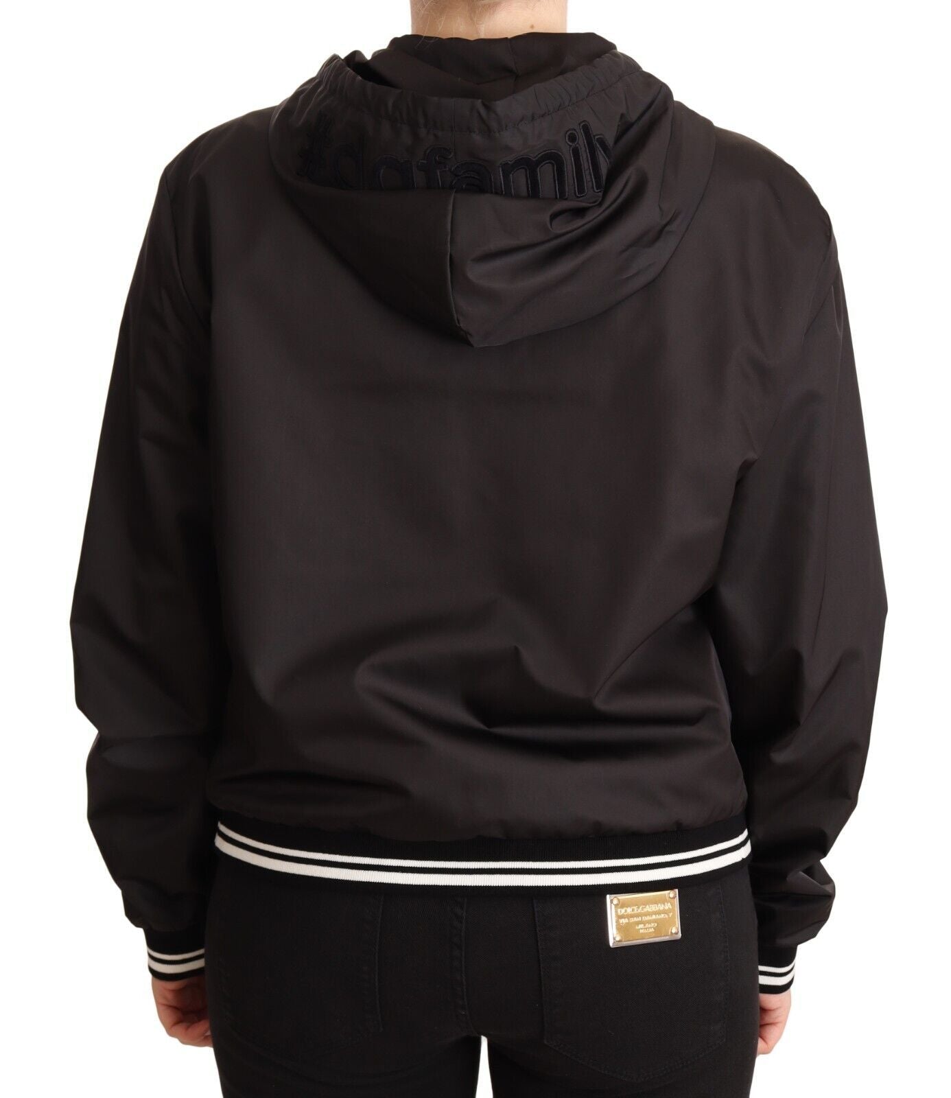 Dolce &amp; Gabbana Elegante bomber nero con cappuccio