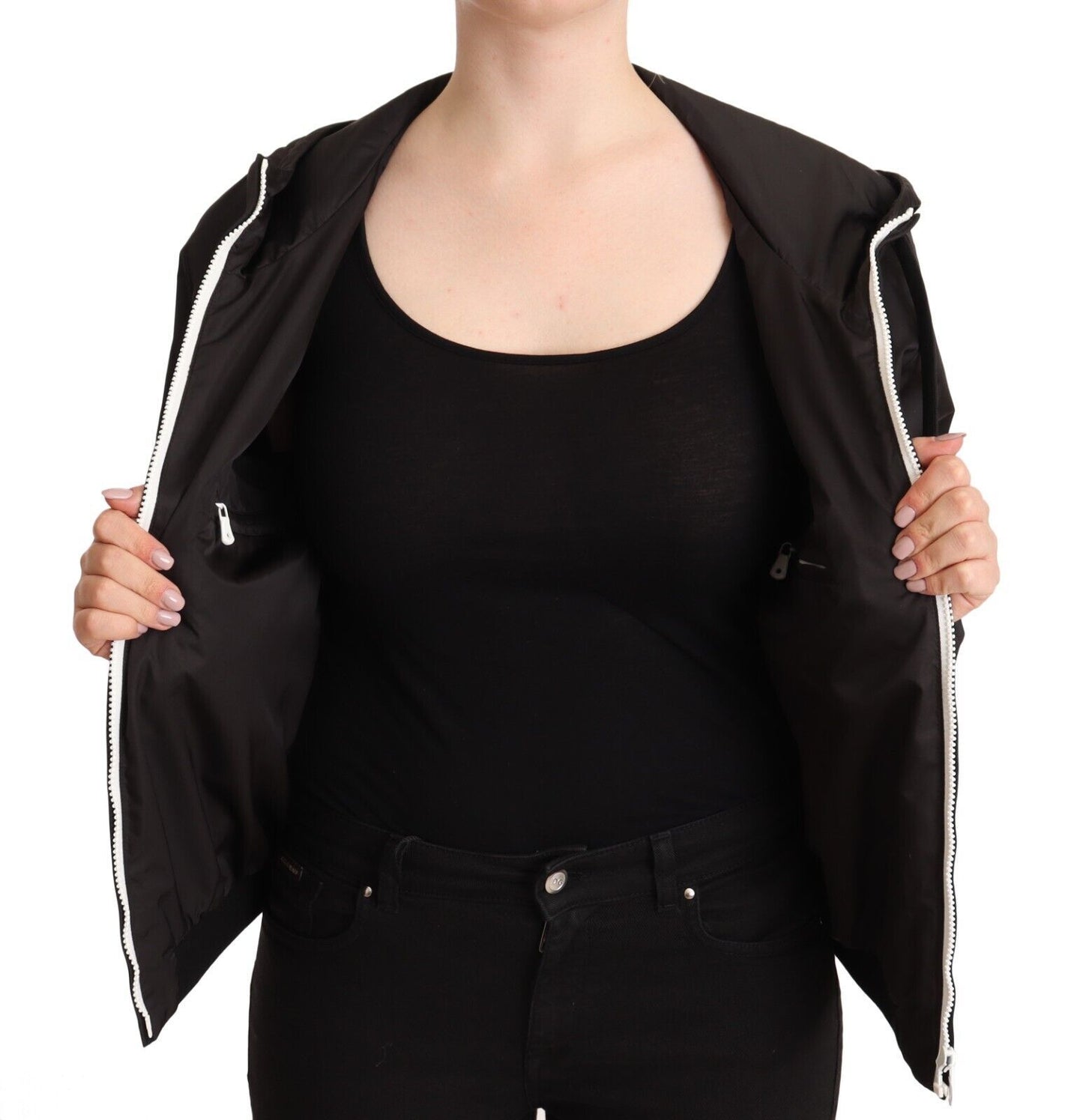 Dolce &amp; Gabbana Elegante bomber nero con cappuccio