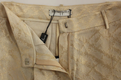 Esclusivi pantaloncini sopra il ginocchio in broccato beige Zeyneptosun