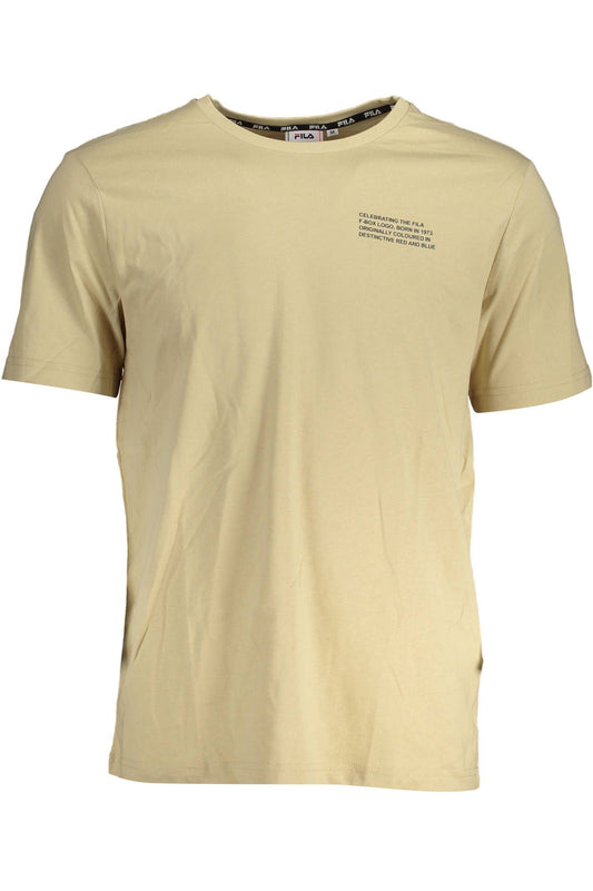 Fila Beige T-shirt girocollo in cotone con stampa del logo