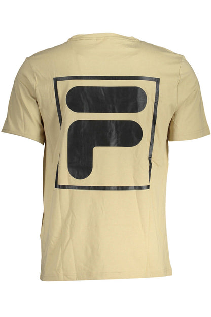 Fila Beige T-shirt girocollo in cotone con stampa del logo