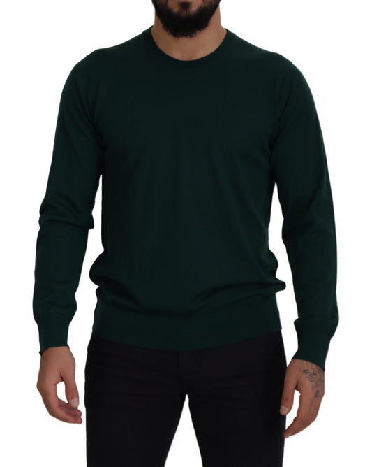 Dolce &amp; Gabbana Elegante Maglione Girocollo In Cashmere Verde