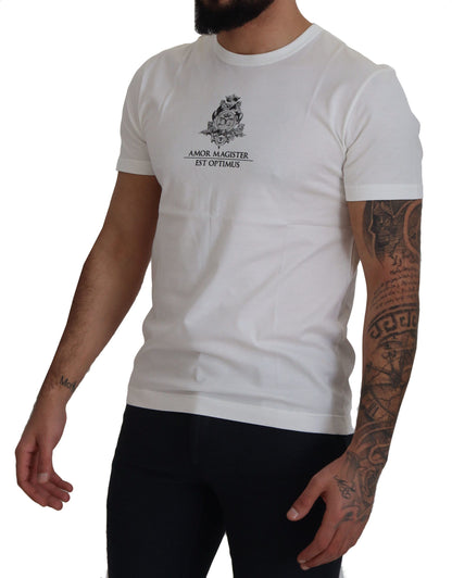 Dolce &amp; Gabbana T-shirt in cotone con stampa logo bianco chic