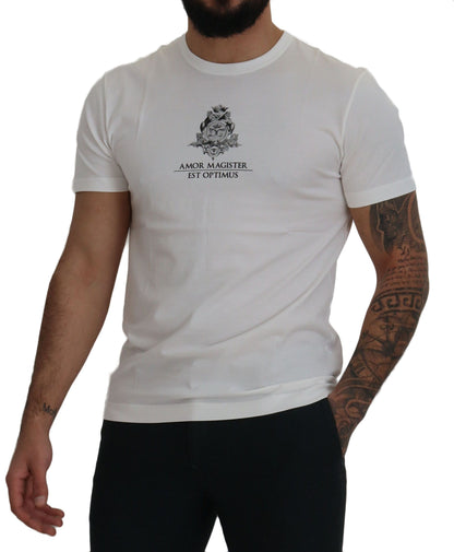 Dolce &amp; Gabbana T-shirt in cotone con stampa logo bianco chic