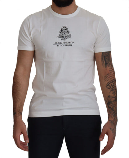 Dolce &amp; Gabbana T-shirt in cotone con stampa logo bianco chic